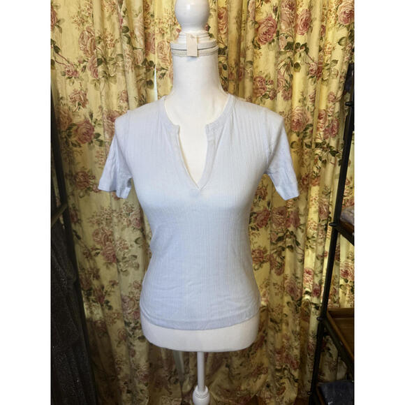 Madewell Tops - NWT! Madewell Light Blue Ribbed V-Neck Fitted Top Women's XS